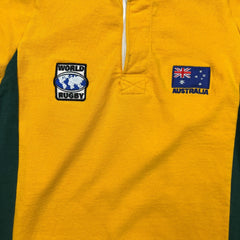 Vintage 90s Barbarian Rugby Shirt Mens Medium Yellow Australia Collared Long Sleeve