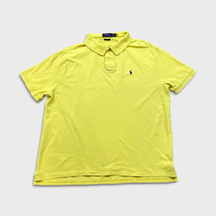 Polo Ralph Lauren Shirt Mens 2XL Yellow Pony Cotton Casual Preppy Short Sleeve