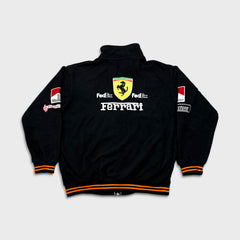 Vintage 90s Ferrari Fleece Mens 2XL Black F1 Racing Marlboro Embroidered Jacket