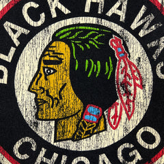Vintage Y2K Chicago Black Hawks T Shirt Mens XL Black NHL Hockey Team Sports Tee