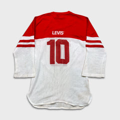 Vintage 70s Levi's Long Sleeve Tee Mens XS Red USA Casual Shirt