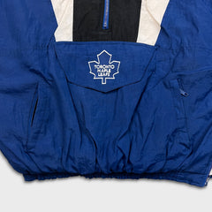 Vintage 90s Starter Toronto Maple Leafs Heavy Jacket Mens XL Blue 1/4 Zip NHL Hockey Coat