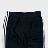 Adidas Sweatpants Mens Medium Black 3 Stripes Spell Out Taper Leg Fleece Jogger