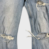 Levi's 70s Style High Flare Jeans Womens Size 26 Blue Light Wash Distressed Denim Pants