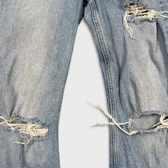 Levi's 70s Style High Flare Jeans Womens Size 26 Blue Light Wash Distressed Denim Pants