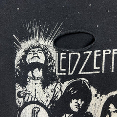 Led Zeppelin T Shirt Mens Medium Black Sun Faded Distressed Band Tee