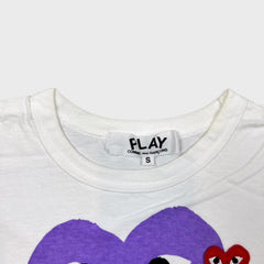 Comme des Garcons Play T Shirt Mens Small White CDG Play Purple Heart Tee