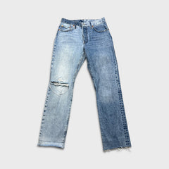 Levi's 501 Jeans Mens 28x30 Blue Original Fit Straight Distress Frayed Leg Denim Pants