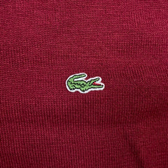 Vintage 80s Lacoste Wool Blend Sweater Mens Large Red V-Neck Pullover