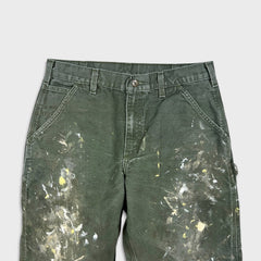 Carhartt B11 MOS Pants Mens 32x27 Green Loose Fit Washed Duck Workwear Dungaree