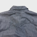 Levi's Barstow Western Denim Shirt Mens Large Gray Stone Wash Stretch Pearl Snap
