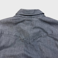 Levi's Barstow Western Denim Shirt Mens Large Gray Stone Wash Stretch Pearl Snap