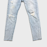 Levi's 501 S Jeans Women 26x29 Blue Skinny High Rise Light Wash Distressed Denim Pants
