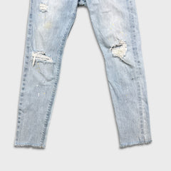 Levi's 501 S Jeans Women 26x29 Blue Skinny High Rise Light Wash Distressed Denim Pants