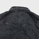 Levi's Barstow Denim Shirt Mens Large Black Dark Wash Slim Fit Western Pearl Snap