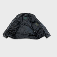 Vintage 90s Danier Leather Jacket Mens XL Black Heavyweight Full Zip Coat
