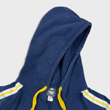 Vintage 90s Pony Hoodie Men XL Blue Embroidered Logo Thrashed Hooded Sweater