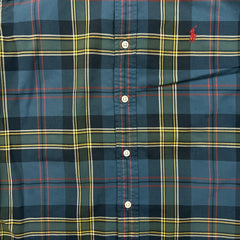 Polo Ralph Lauren Shirt Mens Medium Blue Pony Plaid Striped Preppy Button Up Long Sleeve