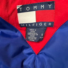 Vintage 90s Tommy Hilfiger Jacket Mens Small Black Tommy Flag Full Zip Oversized Coat