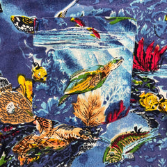 Vintage Y2K Tropical Bahamas Shirt Mens XL Blue Hawaiian Fish Sea Button Up