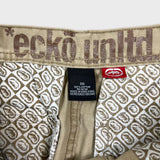 Vintage Y2K Ecko Unltd Pants Mens 30x30 Beige Relaxed Fit Wide Leg Baggy Cargo