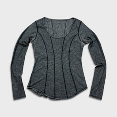 Lululemon Between The Lines Long Sleeve Womens Size 4 Gray Sportswear Shirt