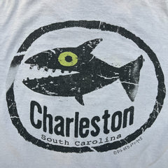 Vintage 90s Big Hed Designs Charleston Fish T Shirt Mens Medium Blue Single Stitch Tee