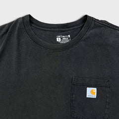 Carhartt T Shirt Mens XL Black Loose Fit Workwear Faded Short Sleeve Pocket Tee