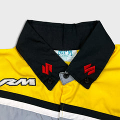 Vintage 90s Team Suzuki Racing Shirt Mens XL Yellow Button Up Pit