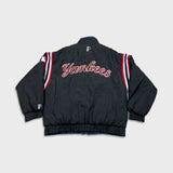 Vintage Pro Player New York Yankees Jacket Mens Large Black Reversible 90s MLB Baseball
