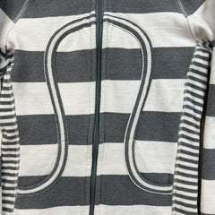Lululemon Scuba Hoodie Womens Size 2 White Full Zip Striped Hooded Sweater