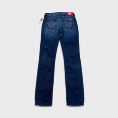 True Religion Jack Big T Jeans Womens 28x32 Blue Slim Straight Low Rise USA Denim Pants