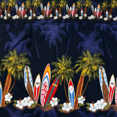 Vintage Y2K Favant Hawaiian Shirt Mens XL Blue Surfboard Tropical Vacation AOP