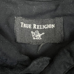True Religion Shirt Mens Large Black Button Up Casual Preppy Cotton Short Sleeve