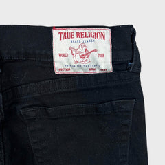 True Religion Geno Pants Mens 32x30 Black Relaxed Slim Stretch Dark Wash Denim