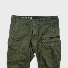 G-Star Raw Pants Mens 34x29 Green Rovic Zip 3D Tapered Cuff Utility Cargo Trouser