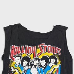 Vintage 1981 The Rolling Stones Tour Sleeveless T Shirt Mens XL Black Distressed Thrashed