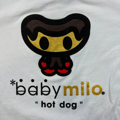 Vintage 2007 Baby Milo Hot Dog T Shirt Mens Medium White BAPE Graphic Short Sleeve Tee