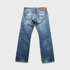 Levi's 501 Jeans Mens 34x30 Blue Original Fit Straight Distress Medium Wash Denim Pants