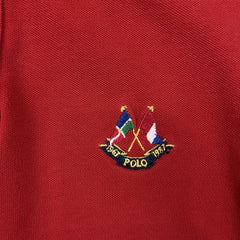 Vintage 1987 Polo Ralph Lauren Shirt Mens Medium Red Crossed Flags Crest Short Sleeve