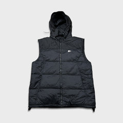 Vintage 90s Starter Vest Jacket Mens Large Black Full Zip Puffer Down