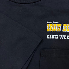 Vintage 1997 Iron Horse Saloon T Shirt Mens Medium Black USA Bike Week Pocket Tee