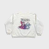Vintage 1989 Feline Fitness Fanatic Sweatshirt Womens Medium White Cat Gym Funny Crewneck