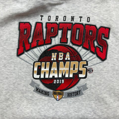2019 Toronto Raptors NBA Champions Hoodie Mens Large Gray Basketball Hooded Sweater