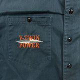 Vintage Y2K Harley Davidson Shirt Mens Large Blue USA Mechanic Button Up Biker Patch