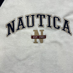 Vintage 90s Nautica Fleece Jacket Mens Small White Spell Out Pullover