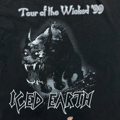 Vintage 1999 Iced Earth Tour of The Wicked T Shirt Mens XL Black Band Tee