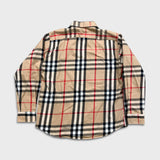 Burberry Brit Shirt Mens XL Beige Plaid Nova Check Casual Preppy Button Up