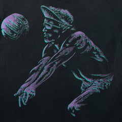 Vintage 90s Volleyball T Shirt Mens Small Black Single Stitch Faded Sports Tee