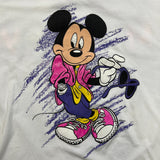 Vintage 90s Mickey Mouse T Shirt Mens Medium White Double Sided Disney Graphic Tee